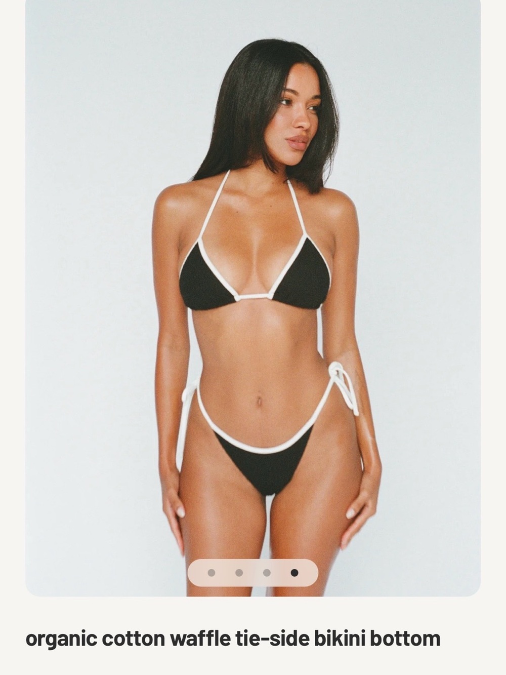 Black Triangle Bikini with White Trim - Women Swim